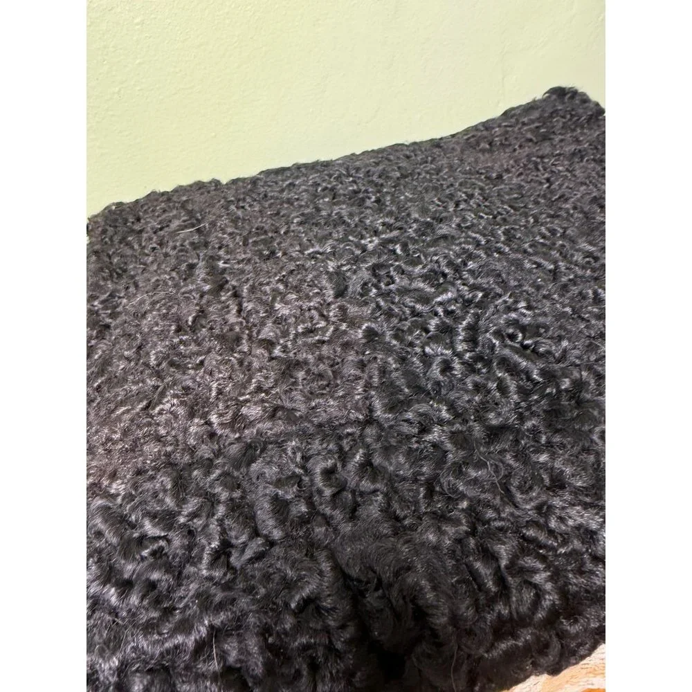 Antique 1920's Curly Black Wool Hand Muff Purse Clutch - Picture 8 of 14